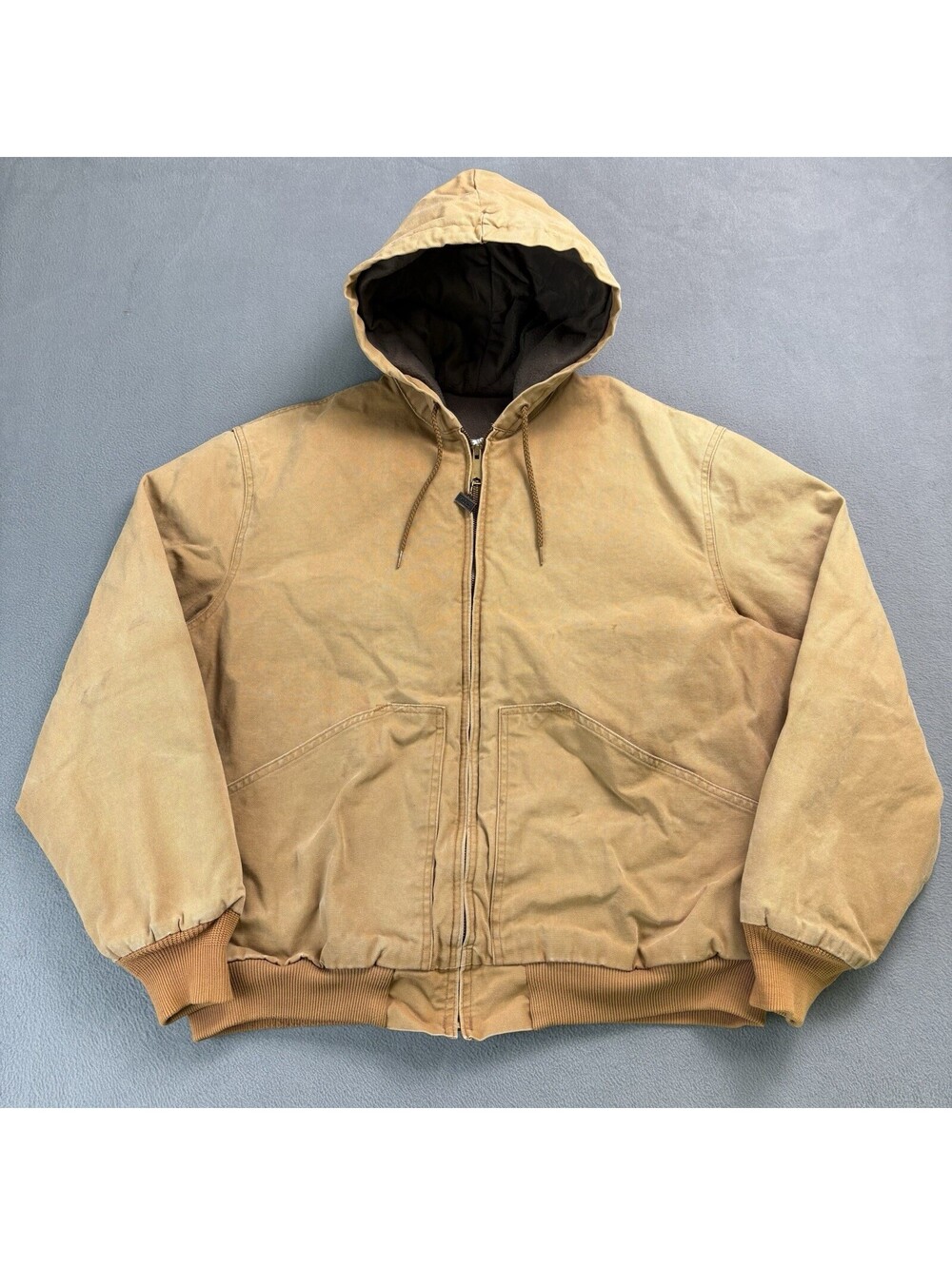 Vintage 90s Walls Zero Zone Lined Canvas Hooded Workwear Jacket Size XL Tall Tan